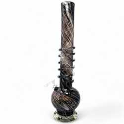 18" Dual Color Long Neck with Rings Soft Glass Water Pipe - Glass On Rubber [MA-1803]